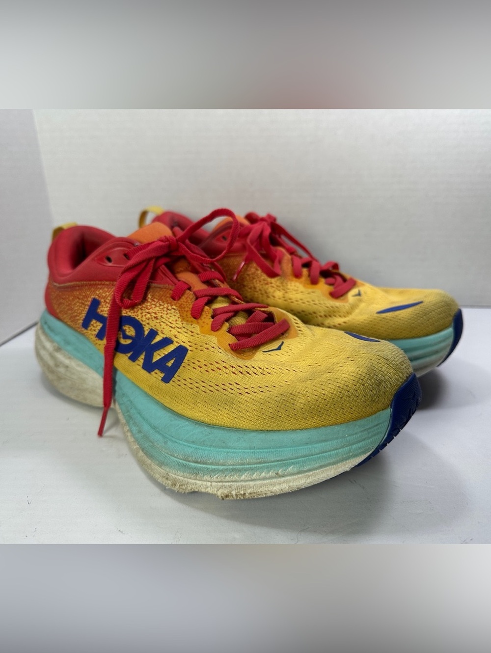 Hoka Bondi 8 Women’s Running Shoes Sneakers Size 9 Orange Yellow